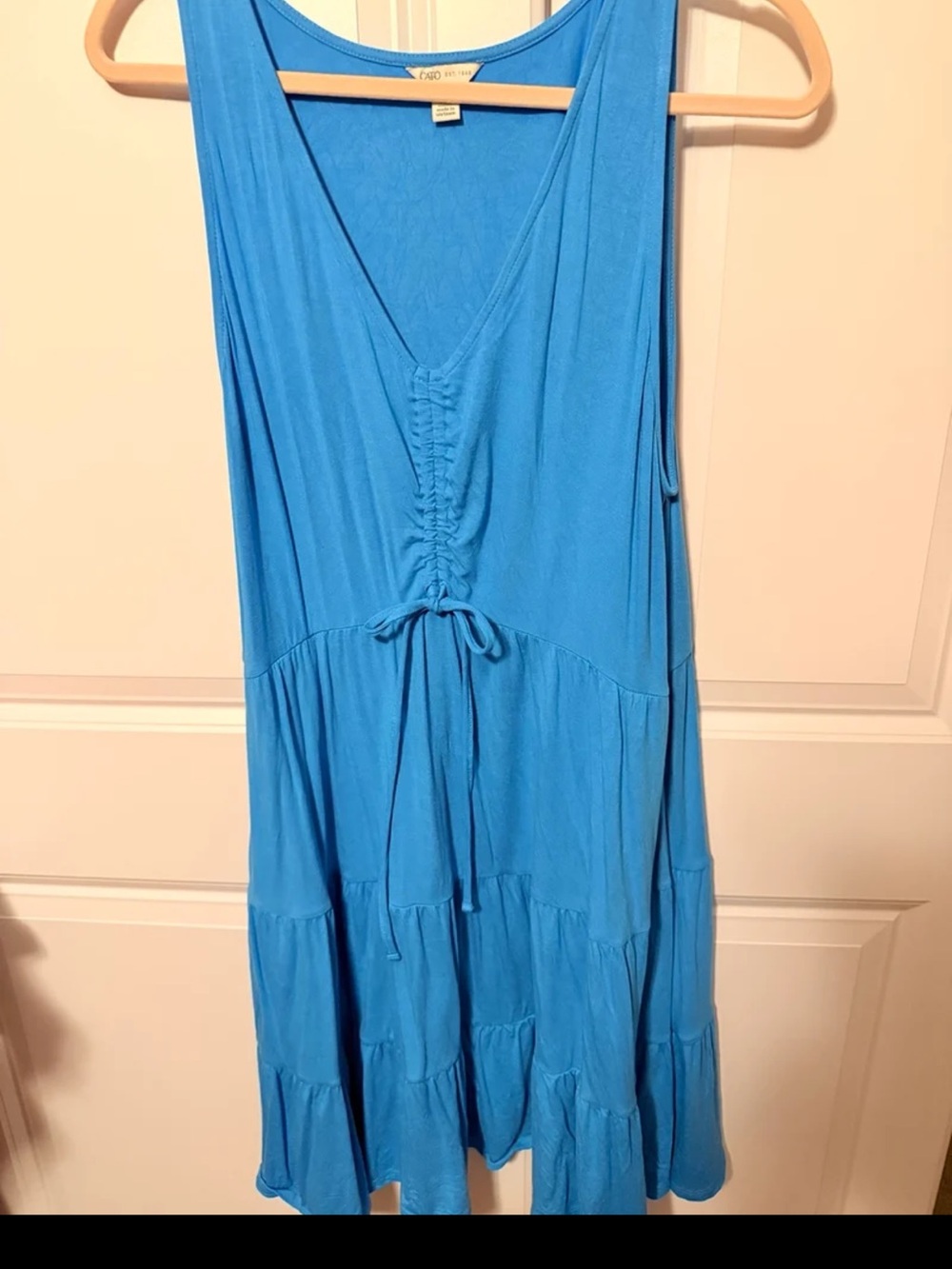 Cato Bright Blue Sleeveless V-Neck Tiered Dress